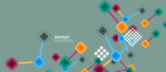 Abstract square dot connections, flat style multicolored geometric background for Wallpaper, Banner, Background, Card, Book Illustration, landing page or poster design