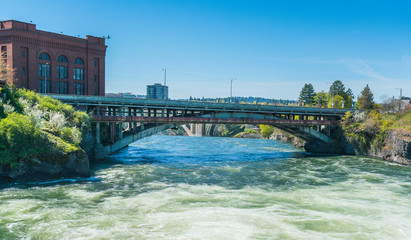 steel bridge in Riverfront Park on the sunny day,Spokane,Washington,usa.