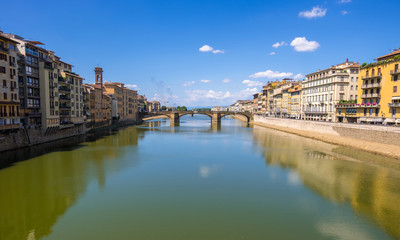 Fototapeta na wymiar Ponte di Santa Trinita or Holy Trinity Bridge over River Arno in Florence, Tuscany, Italy