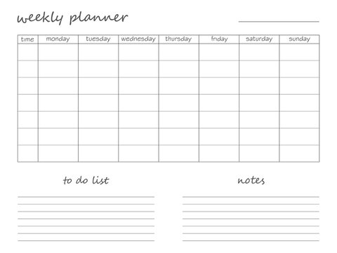 Simple weekly planner on a wihgt background.