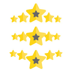 Ratings Stars icon set. Five stars customer product rating review. 