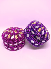 Close view of Moroccan jewelry boxes in white background.
