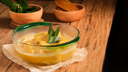 Traditional dessert made from banana and coconut sauce