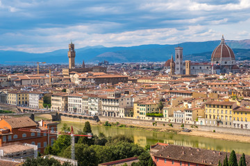 Fototapeta na wymiar View of Florence Skyline with Ponte Vecchio and Santa Maria del Fiore Duomo, Tuscany, Italy