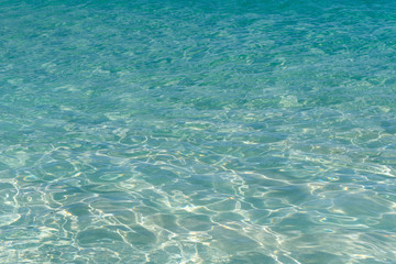 Crystal clear ocean water under the ripples of small waves on the beach.Abstract. Background.