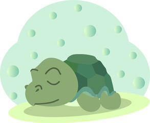 Cute cartoon sleeping baby turtle