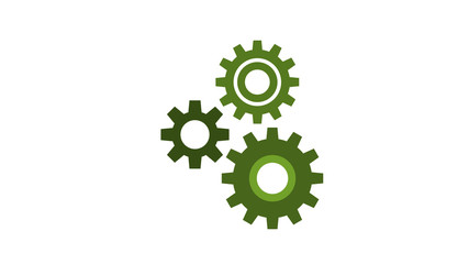 Cogwheel gear icons teamwork business concept modern 2d flat design  green