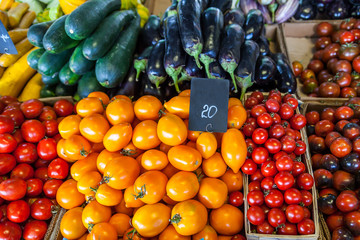 Fresh Organic Farm Tomatoes at the Market