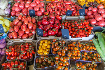 Fresh Organic Farm Tomatoes at the Market