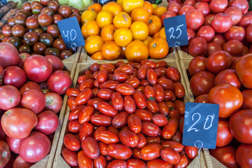 Fresh Organic Farm Tomatoes at the Market