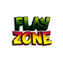 Kids zone comic text badge on splash sticker.