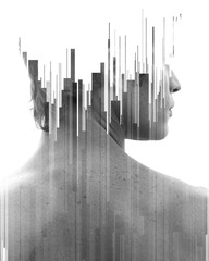 A portrait combined with a digital illustration