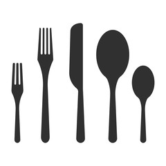 Cutlery silhouettes icon isolated on white background. Vector illustration.
