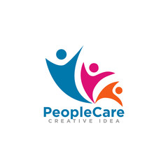 People Care Logo Design Vector