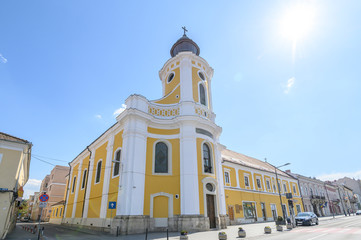 Transfiguration Cathedral or Minorities' Church which is the first christian greek-catholic church in the city built in the 18th century in baroque architectural style on Heroes Boulevard