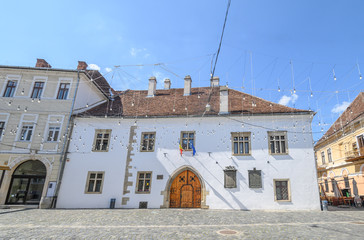 Matei Corvin or Matthias Corvinus Rex's old house curently home of The University of Arts and Design Cluj-Napoca built in the 15th century in gothic style