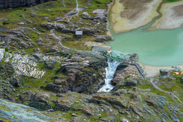 Basins with melted water from the glacier at Grossglockner mountain pass, Austria