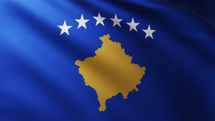 Large Flag of Kosovo fullscreen background in the wind