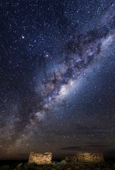 abandoned ruins under milky way, nightscape, night photography, karoo, South Africa