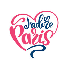 je adore Paris french phrase calligraphy handwriting paris I love you handwritten text isolated on white background, vector.