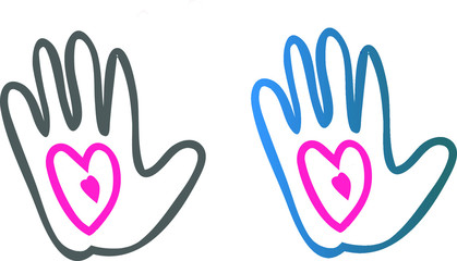 vector hand and love for stay home concept