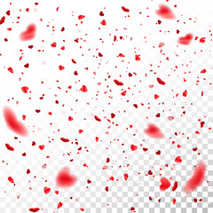 Fototapeta na wymiar Stock vector illustration defocused red confetti isolated on a transparent background. EPS 10. New year, birthday, valentines day design element. Holiday background.