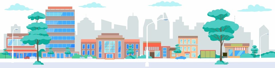 silhouette of the city. clean street vector illustration.