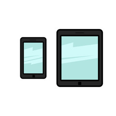Smartphone color doodle icon isolated vector illustration.