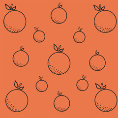 Flat orange fruit seamless background isolated vector illustration.