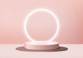 Minimal Podium and scene with 3d vector render in abstract pink background composition, 3d illustration mock up scene geometry shape platform forms for product display. stage for awards in modern