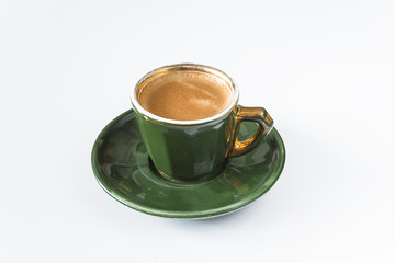 Beautiful vintage cup of coffee on white background