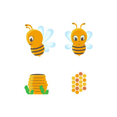 Collection of bee and honey vector illustration for design element