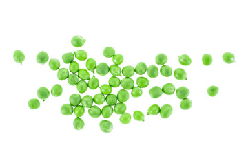 Top view of fresh green peas isolated on a white background
