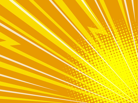 Yellow Zigzag Rays Pop Art Background