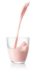 pouring strawberry milk