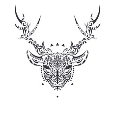 Deer Polynesian style. Tattoo deer in polynesian style. Good for tattoos, prints and t-shirts. Isolated. Vector.