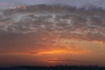Fototapeta na wymiar Colorful bright clouds at sunrise