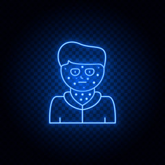 Rash blue neon vector icon .Transparent background. Blue neon vector icon