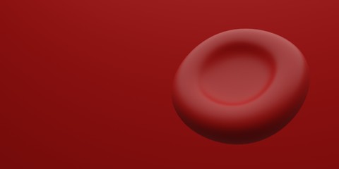 one red blood cell render 3D in red black ground