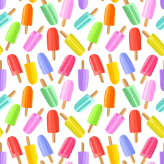 Hand drawn colorful popsicles seamless pattern background.