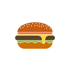 Burger, flat vector design isolated on white background. Cheeseburger icon.