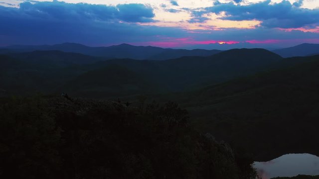Aerial view of Sivec mountains in Slovakia - Sunset