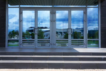 Doors of entrance in modern building.
