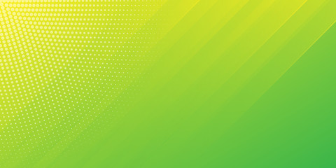 Modern abstract background with diagonal lines or stripes and halftone elements and green yellow color gradient with a digital technology theme.
