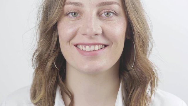 Portrait Of sincere woman Smiling Looking At Camera 4k
