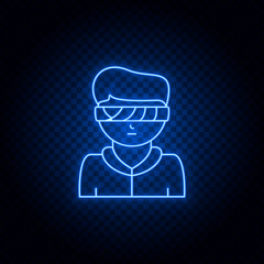 Eye surgery blue neon vector icon .Transparent background. Blue neon vector icon