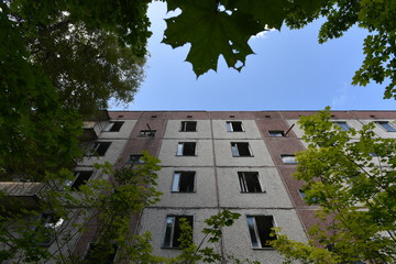 Abandoned Pripyat city at Chernobyl Exclusion Zone. Summer 2019.