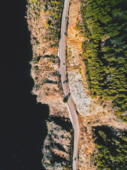 aerial view of the road