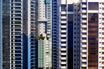 Fototapeta na wymiar A fragment of modern, dense residential development. Urban landscape.