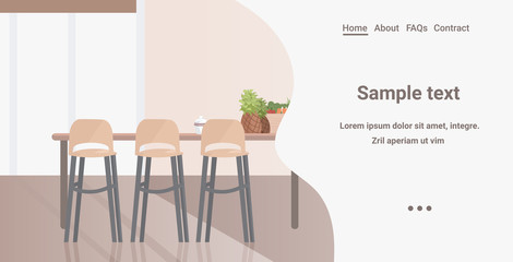 modern kitchen interior empty no people house room with furniture horizontal copy space vector illustration